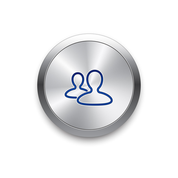 User icon on round metal button. Vector illustration - ベクター画像
