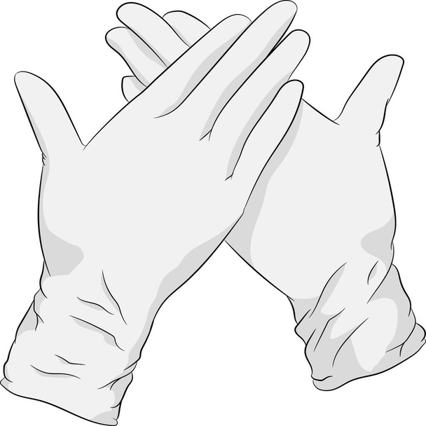 Vector illustratie plat ontwerp. Witte medische handschoenen dragen. - Vector, afbeelding