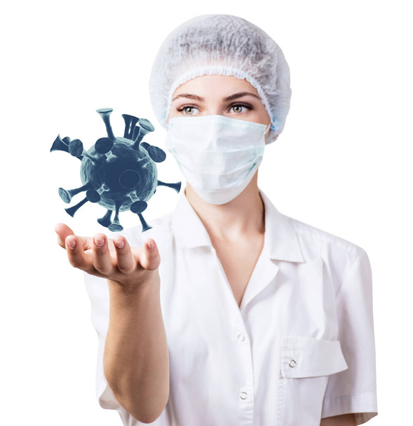 Medico femminile presenta coronavirus cellulare virale
. - Foto, immagini
