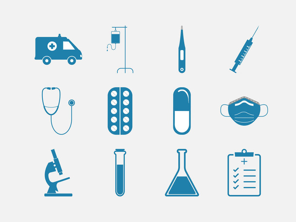 Illustration vectorielle, design plat. Ensemble d'icônes médicales de soins de santé
 - Vecteur, image