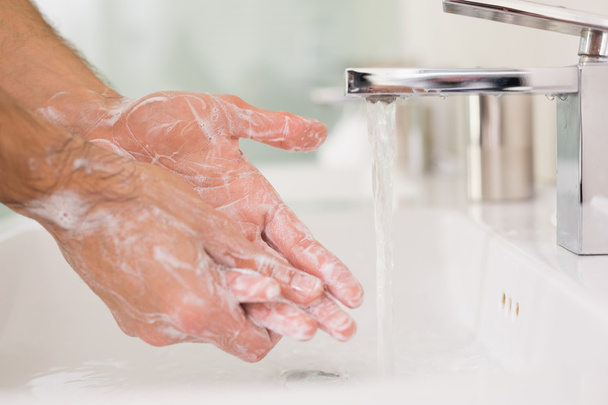 Washing hands with soap under running water - Φωτογραφία, εικόνα