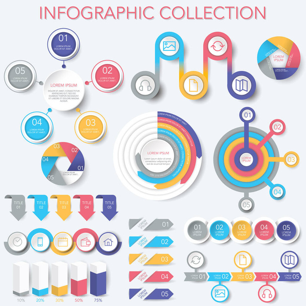 Infographic Collection - Data Analysis, Charts, Graphs - vector - Vektör, Görsel
