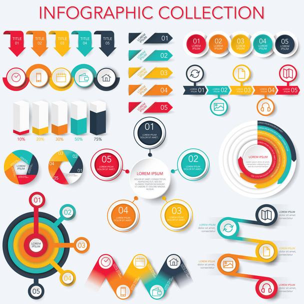 Recopilación infográfica - Análisis de datos, gráficos, gráficos - vector
 - Vector, Imagen