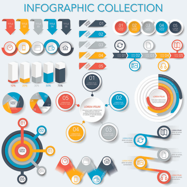 Infografische Sammlung - Datenanalyse, Diagramme, Grafiken - Vektor - Vektor, Bild