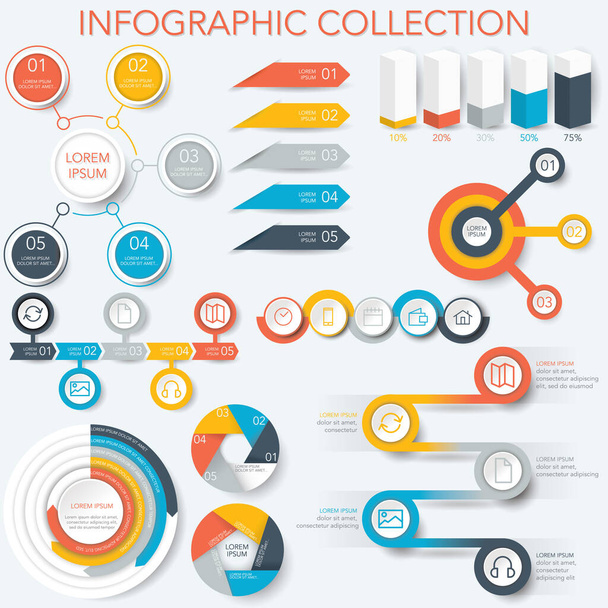 Infographic Collection - Data Analysis, Charts, Graphs - vector - Вектор,изображение