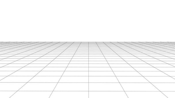 Perspektivisches Vektorraster. Wireframe Landschaft auf weißem Hintergrund. - Vektor, Bild