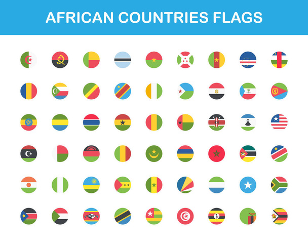 アフリカ諸国は平らな網のボタンを囲む。ベクトルEPS 10 - ベクター画像