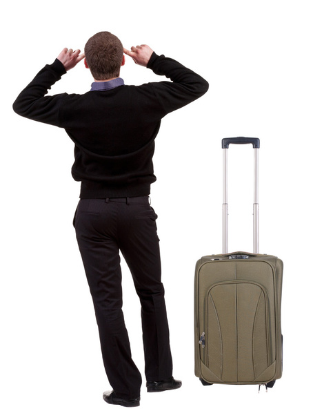 Businessman traveling with suitcase - 写真・画像