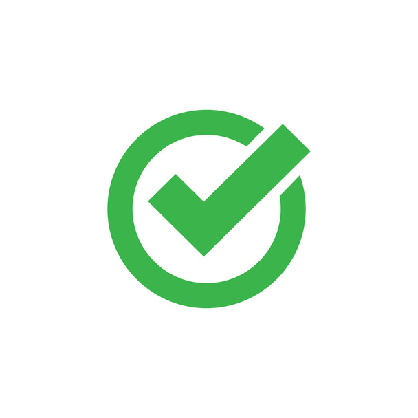 Zaškrtněte zelenou ikonu v plochém. Vektor EPS 10 - Vektor, obrázek