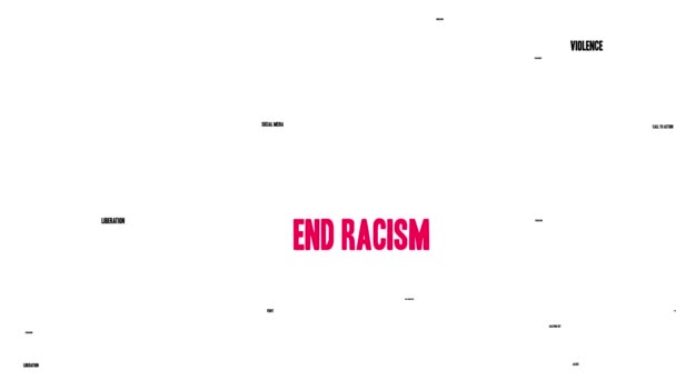Einde Racisme geanimeerde woord wolk op een witte achtergrond. - Video