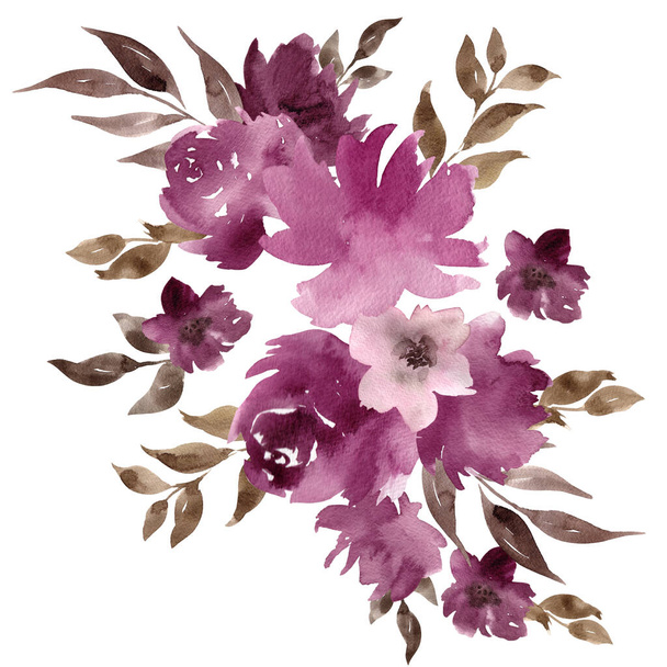 watercolor pink flowers. hand drawn illustration   - Φωτογραφία, εικόνα