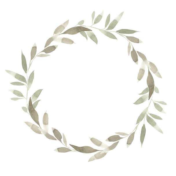 corona con ramas verdes, vector acuarela
 - Foto, Imagen