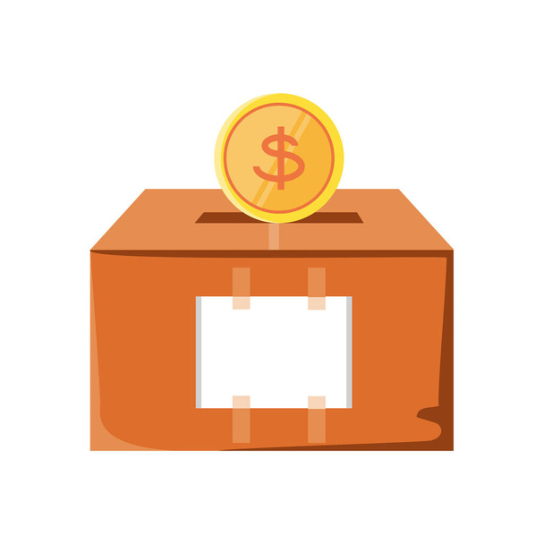 pièce de monnaie en boîte sur fond blanc
 - Vecteur, image