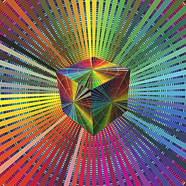 Cubo mágico 3D en colores arco iris
 - Foto, Imagen