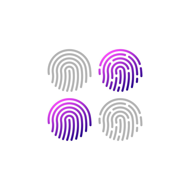 Ikona vektoru biometrické identifikace otisků prstů. Otisk prstu fialová a růžová gradient jednoduchý symbol. - Vektor, obrázek