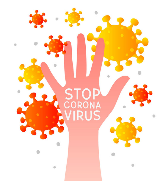 Mano con coronavirus - el concepto de prevención del coronavirus
 - Vector, Imagen