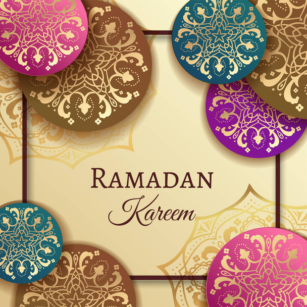Ramadan Kareem saudação fundo vetor islâmico design com padrões geométricos islâmicos com estilo de corte de papel. Decoração árabe. Ilustração vetorial. EPS 10
 - Vetor, Imagem