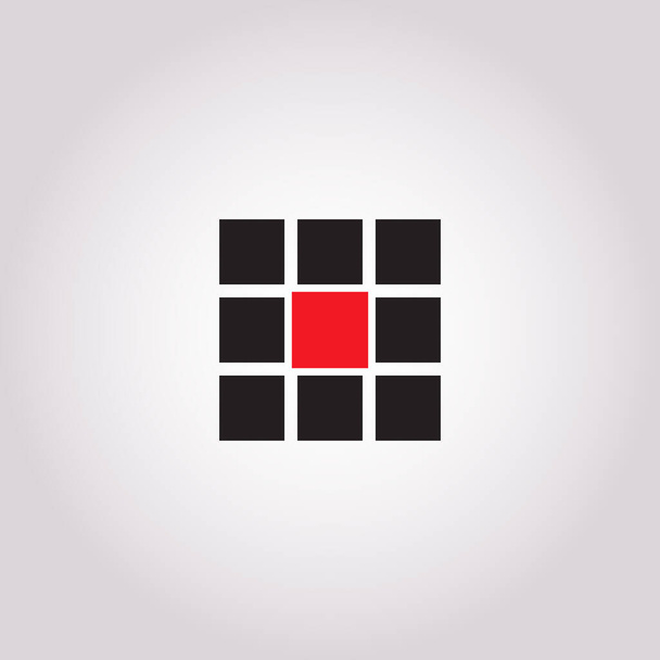 9 tyhjä neliö kuvakesarja. Musta neliöt harmaalla taustalla punainen keskellä. Internet design elementti.Vektori kuvitus EPS 10
 - Vektori, kuva