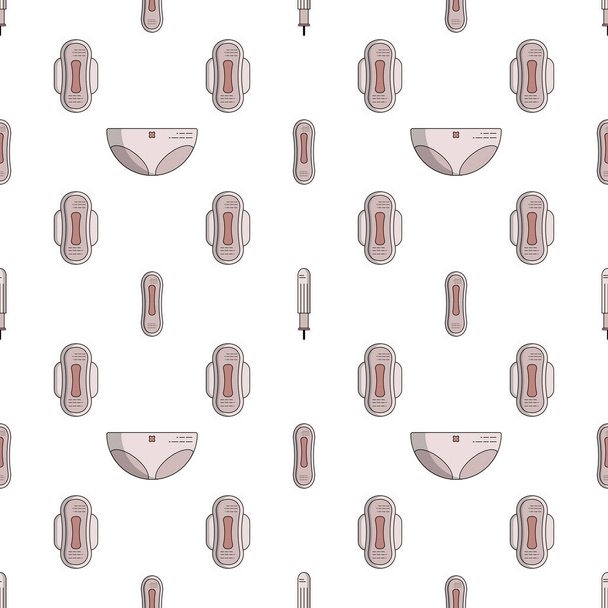 Vector seamless flat pattern of feminine hygiene items for menstruation. - Vector, Image