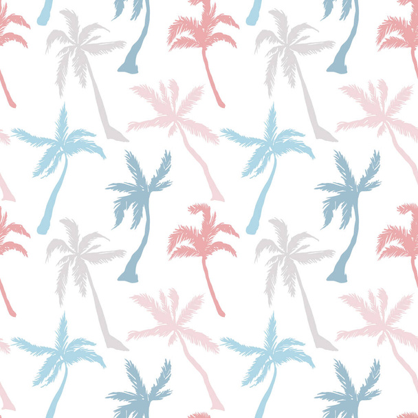 Palmboom abstract patroon naadloos in eenvoudige stijl vector illustratie. Pastel kleuren voor bedrukking, textiel, omslag. - Vector, afbeelding