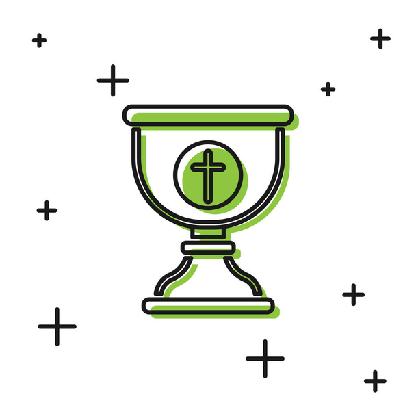 Black Christian chalice icon isolated on white background. Christianity icon. Happy Easter.  Vector Illustration - Vector, Image