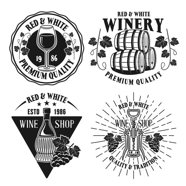 Wijn en wijnmakerij set van vector geïsoleerde emblemen - Vector, afbeelding
