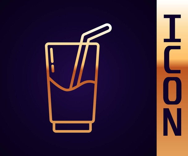 Gouden lijn Cocktail en alcohol drinken pictogram geïsoleerd op zwarte achtergrond. Vector Illustratie - Vector, afbeelding