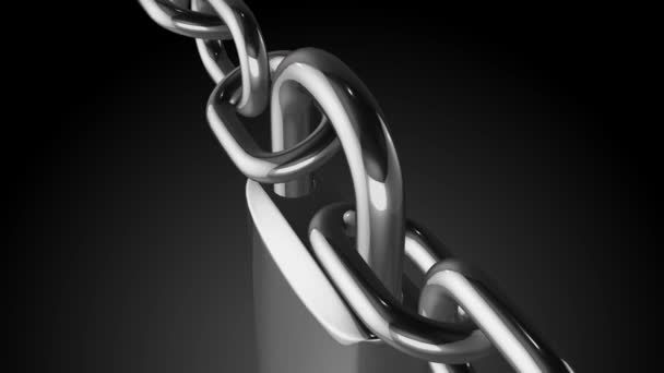 3D visací zámek a řetěz, symbol konceptu zabezpečení a bezpečnosti. 4k. - Záběry, video