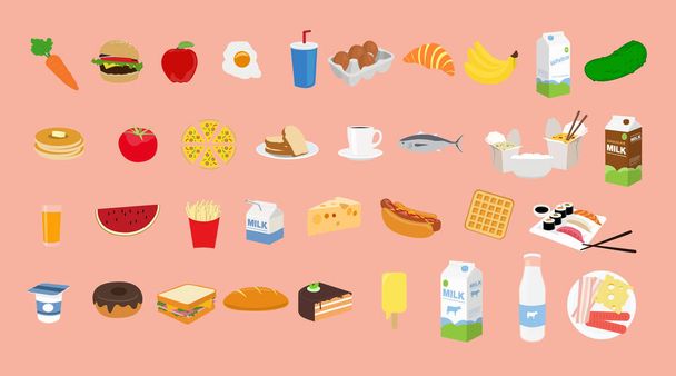 Vector Isolated Set of Food Icons - Vector, Image