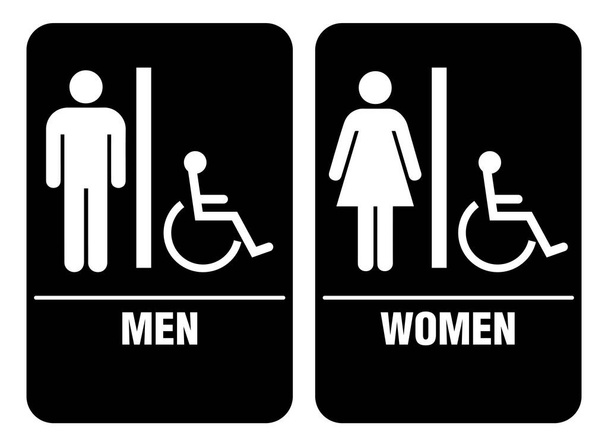 Männer Frauen trennen Toiletten Toiletten Toilettenschilder - Vektor, Bild