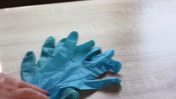 Masks, gloves and antiseptic. Hand gel. Quarantine. COVID-19. Corona virus. Means of protection against the virus - Video, Çekim