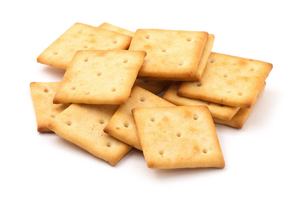 Quadratische Cracker isoliert auf weißem Hintergrund. - Foto, Bild