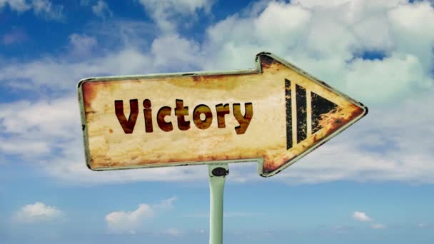 Street Sign the Way to Victory - Footage, Video