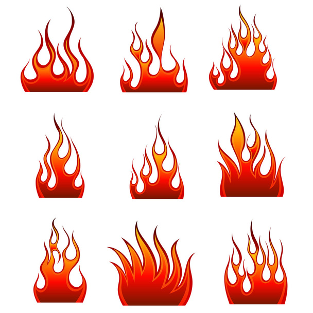 Fire icon set - Vector, Image