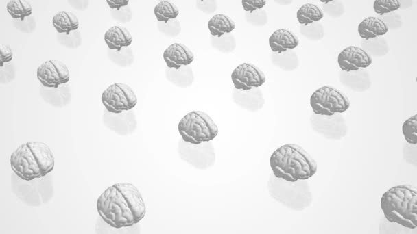 Formation aligned of rotating brains, symbol of passive conformism of mass. 4k 3d animation. - Footage, Video