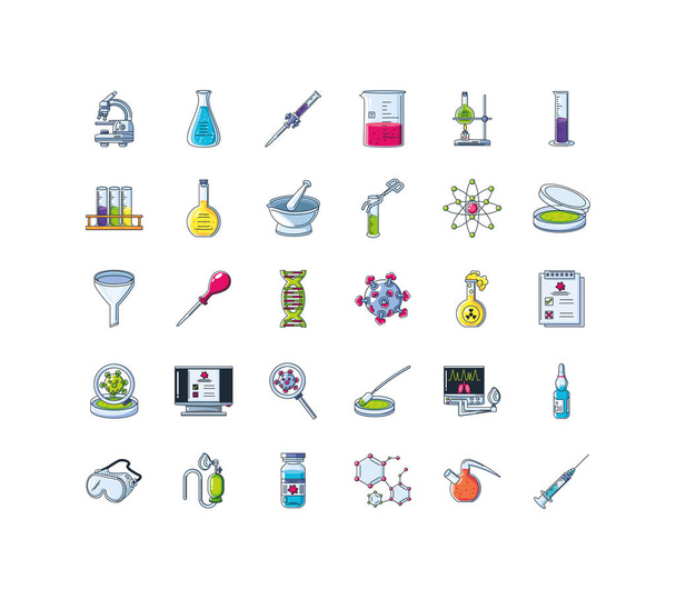 set of icons laboratory research - Vector, Image