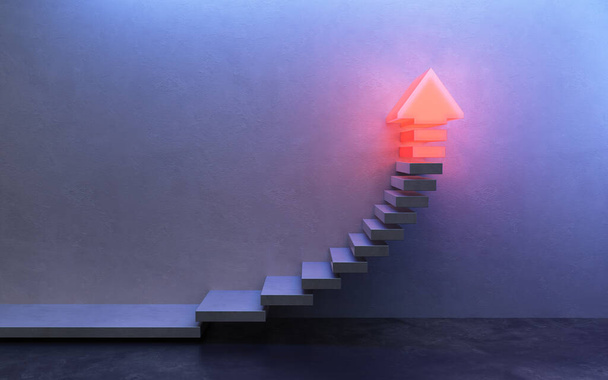 stairs going  upward, 3d rendering - Photo, Image