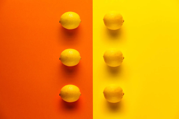 lemon vitamin pattern on an orange and yellow  background - Zdjęcie, obraz