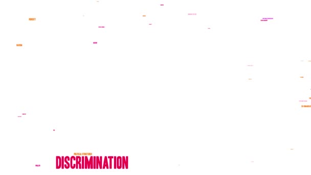 Diszkrimináció animált szófelhő fehér háttérrel. - Felvétel, videó