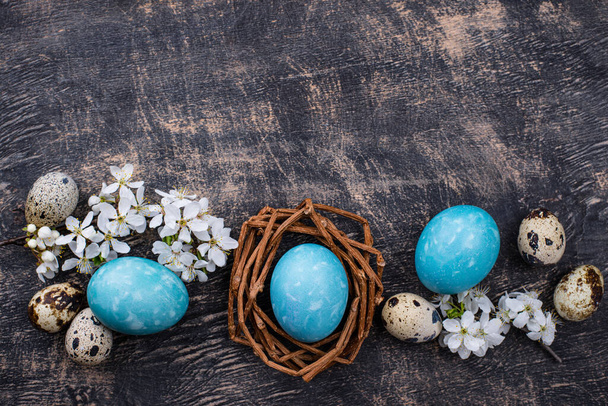 Easter eggs in blue color - Φωτογραφία, εικόνα
