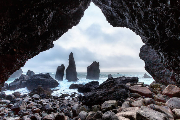 Valahnukamol, mavi saat, Atlantik Okyanusu, İzlanda 'da kış, Batı İzlanda - Fotoğraf, Görsel