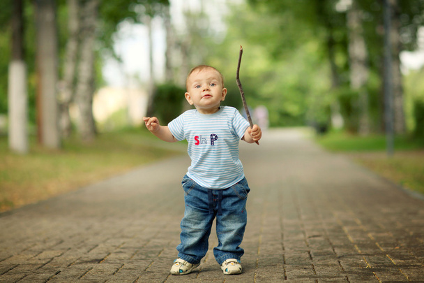 Cheerful little boy in the park - Φωτογραφία, εικόνα