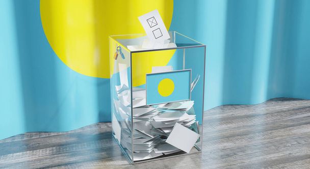 Палау - избирательная урна - голосование, избирательная концепция - 3D иллюстрация
 - Фото, изображение