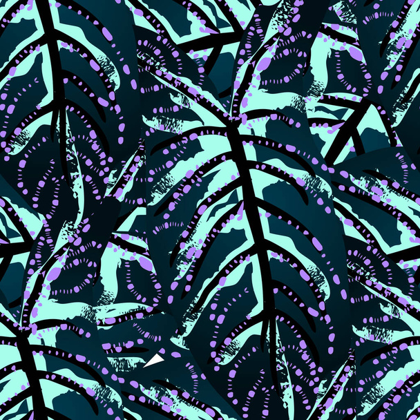 Tropical Leaf. Modern Motif. Jungle Print. Foliage - Vektör, Görsel