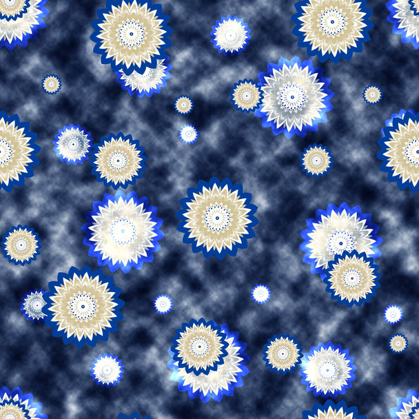Elagance Seamless flower pattern with cloud background - 写真・画像