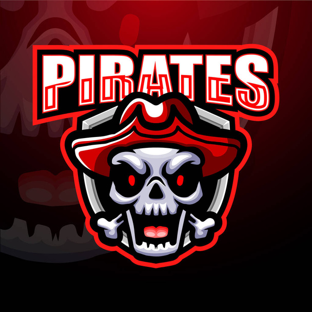Pirate skull esport mascot logo design - Vector, Image
