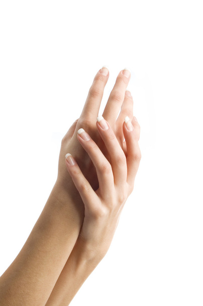 Beautiful woman hands applying moisturizing cream - 写真・画像