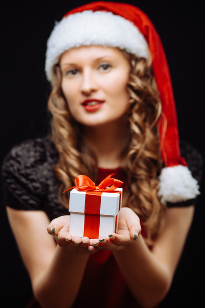 Santa brunette girl - Foto, Imagen