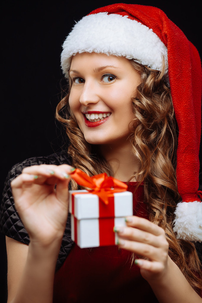 Santa brunette girl - Foto, Imagem