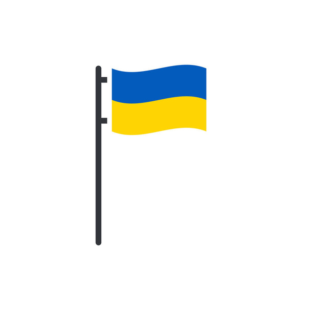 Ukrainian vector flag on flag pole. Stock Vector illustration isolated - Vecteur, image